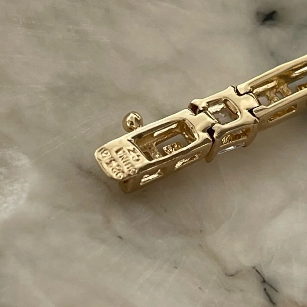 VTG Ross Simons sterling silver 925 CZ Greek key gold vermeil tennis bracelet - Picture 9 of 15